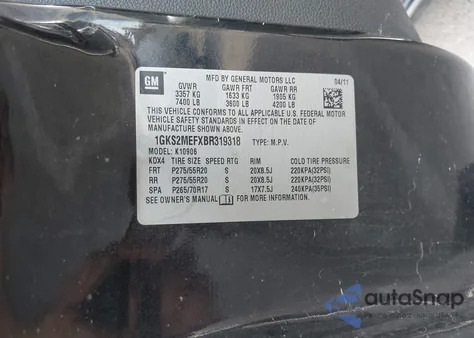 2011 GMC Yukon Xl 1500 Denali from USA, damaged, VIN 1GKS2MEFXBR319318